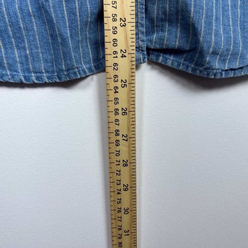 Vintage Lauren Ralph Lauren Sleeveless Shirt  Women Pinstripe Linen 6 Hong Kong - Picture 6 of 9